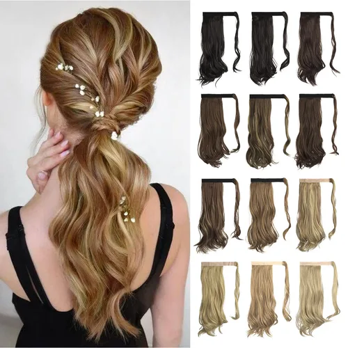 Vista 7 de SOFEIYAN Extensión de cola de caballo rizada de 15 pulgadas, resistente al calor, sintética, natural, ondulada, extensión de cabello con clip