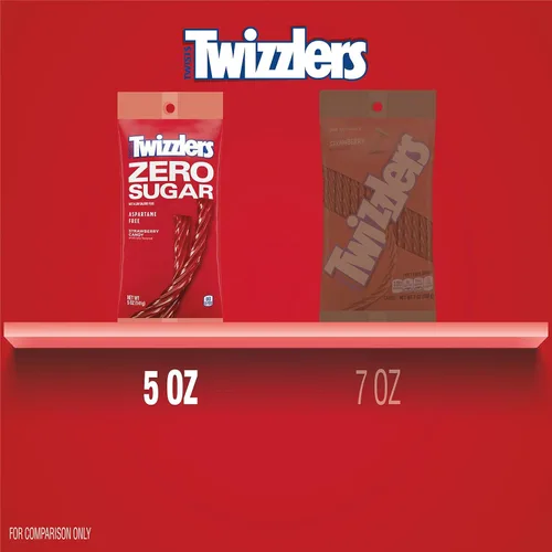 Vista 4 de TWIZZLERS Zero Sugar Twists Strawberry Flavored Licorice Style, Candy Bag, 5 oz