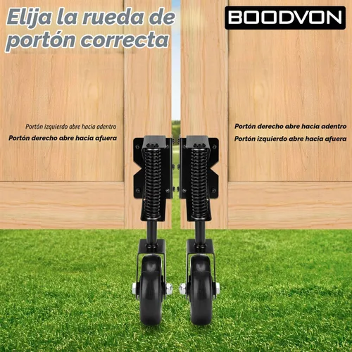 Vista 5 de Rueda de puerta resistente, ruedas de puerta para puertas de madera al aire libre o puertas de cerca, rueda de puerta con resorte para pisos Negro