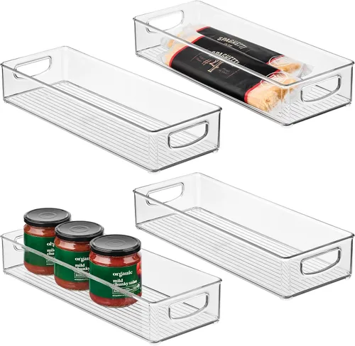 Vista 10 de iDesign Contenedor de almacenamiento transparente extra largo delgado Organizador estrecho, apilable, de cocina o despensa
