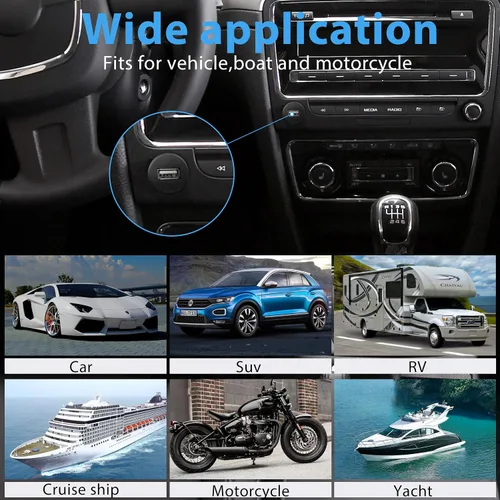 Vista 6 de YACSEJAO Cable USB 2.0 de montaje empotrado USB 2.0 con hebilla para coche, camión, barco, motocicleta, salpicadero, 3.3 ft