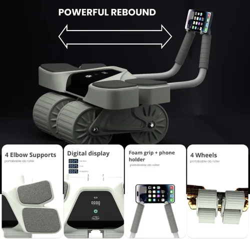 Vista 2 de 2026 New 4-Wheel Abdominal Roller with Elbow Support : Latest Upgraded High-Performance Exercise Machine With Automatic Rebound, Multi- layered