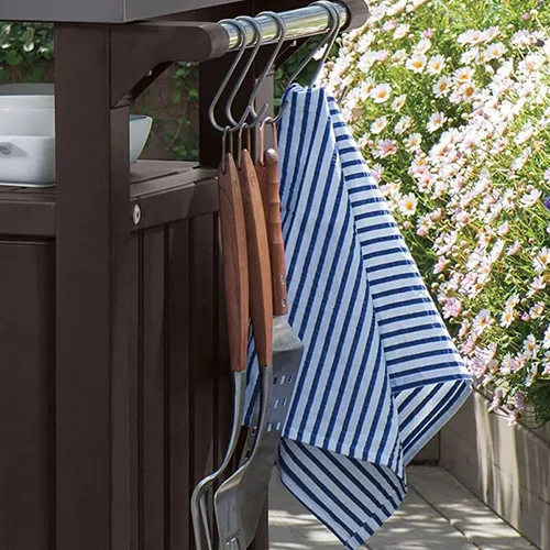 Vista 6 de Keter Unity Outdoor Grill Prep Table & Serving Cart, 40 Gal, Brown