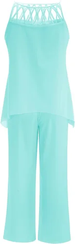 Vista 3 de Conjunto de dos piezas de pantalones sueltos sin mangas con cuello redondo y cuello redondo para mujer