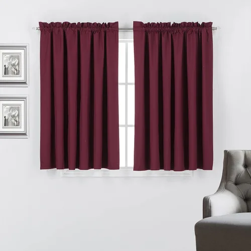 Vista 20 de Diamond Home Linens Cortinas opacas con dobladillo para cortinero de 45 pulgadas de largo para dormitorio, paneles de tratamiento de ventanas