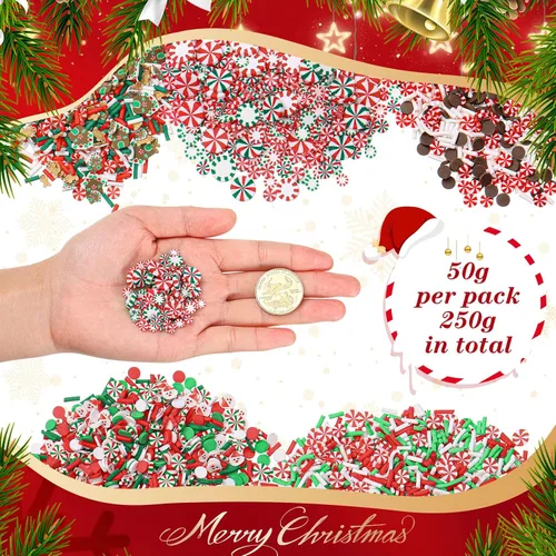 Vista 2 de BBTO 250 Gramos de Polvo de Chocolate Falso Navideño, Polímeros Pequeños de Arcilla, Adornos de Polímero de Navidad, Arcilla Suave para DIY, Adornos