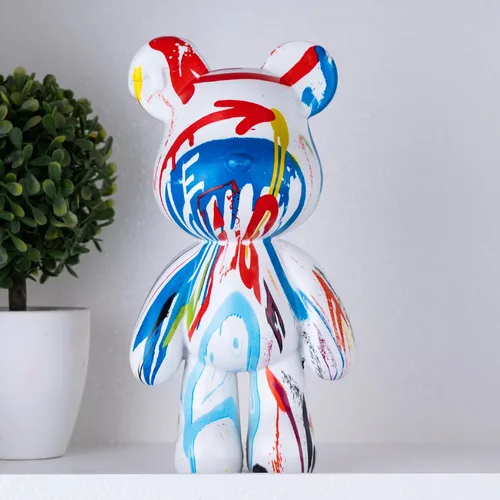 Vista 8 de Bandeja Portavellas con Escultura de Oso Decorativa, Estatua de Animal para Hogar, Bandeja de Almacenamiento para Mesa de Entrada (Negro y Oro)