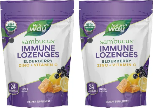 Vista 9 de Nature's Way Sambucus Pastillas de zinc con saúco y vitamina C, sabor miel y limón, 24 pastillas