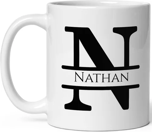 Vista 26 de Taza de café personalizada con monograma, letra inicial A personalizada para mujeres, hombres, niñas, niños, papás, mamás amigos, taza de café