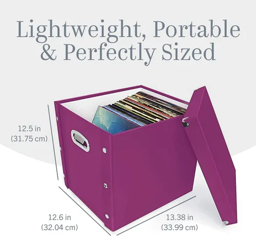 Vista 6 de Snap-N-Store Caja de almacenamiento de discos de vinilo - 12" - 1 paquete - Caja que contiene hasta 75 álbumes de vinilo - Púrpura