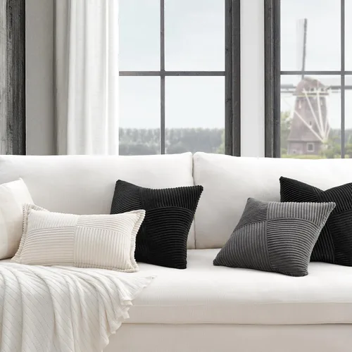Vista 6 de Topfinel Juego de 2 fundas de almohada decorativas negras de 16 x 16 pulgadas para sofá, cama, decoración rústica estilo bohemio para el hogar