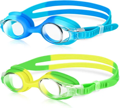 Vista 10 de Kids Swim Goggles 2 Pack, Anti Fog No Leak Swimming Goggles for Boys Girls Ages 6-14, Wide View Swim Goggles Kids