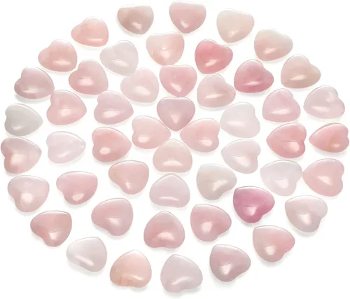 Vista 9 de Gerrii 50 piedras curativas de corazón a granel, piedras inspiradoras de corazón de cuarzo, regalo para mujeres, bolsillo de amor, pulido natural