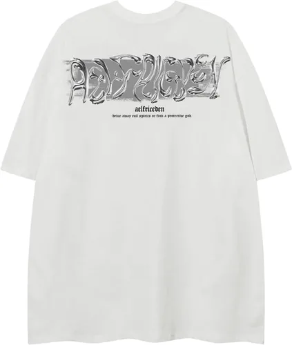 Vista 4 de Aelfric Eden Camisetas gráficas metálicas para hombre, camisetas de gran tamaño Y2k, camisetas vintage unisex para verano