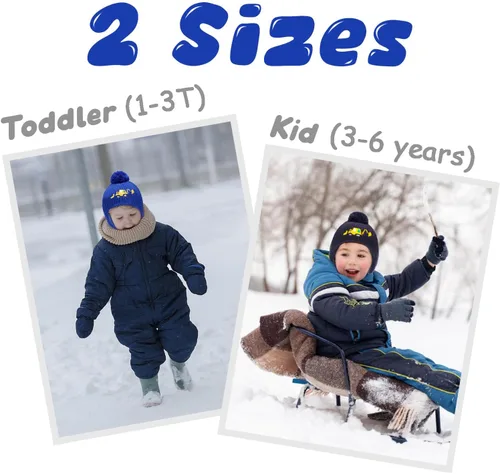 Vista 7 de BAOPLAYKIDS Toddler Winter Hat Baby Beanie with Earflap Warm Fleece Lined Embroidery Excavator Hats for Boys Kids