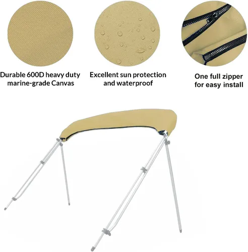 Vista 3 de Savvycraft - Funda de almacenamiento de toldo Bimini, de 54 a 60 pulgadas de ancho, color beige, impermeable, con protección UV, reemplazo de toldo