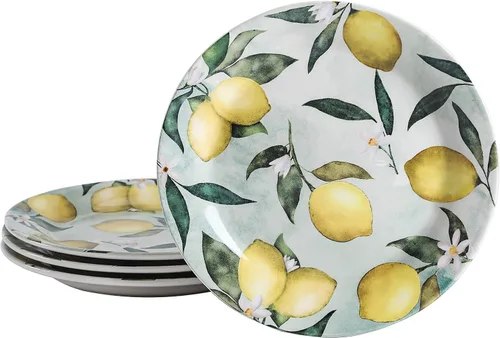 Vista 19 de Bico Blossom Symphony - Juego de 4 platos de ensalada de 8.75 pulgadas de cerámica, platos de postre para ensalada, aperitivo, guarniciones, aptos