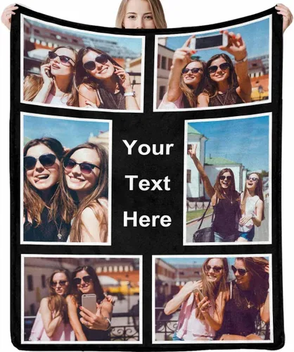 Vista 13 de Manta personalizada con imagen, tu texto aquí, 10 fotos, mantas de imágenes personalizadas para adultos, familia, papá, mamá, parejas, manta