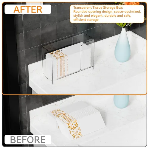 Vista 4 de Dispensador de toallas de papel multiuso acrílico Cq y caja para baño, hogar, sobremesa o montaje en pared, soporte de toallas de papel transparente