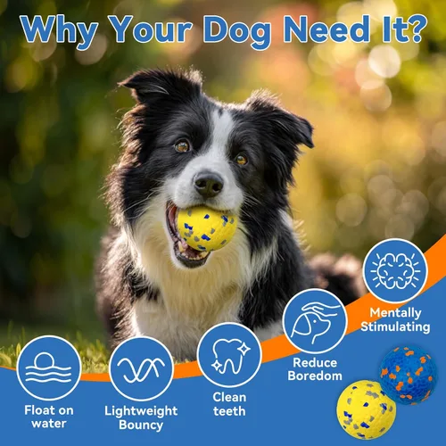 Vista 5 de Pelota de juguete indestructible para perros, pelotas de tenis duraderas para masticadores agresivos, pelotas flotantes y de alto rebote