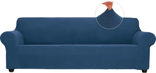 Vista 12 de Funda elástica suave para sofá de 3 cojines, protector de muebles, transpirable, lavable, tela jacquard, cuadros pequeños con parte inferior Beige