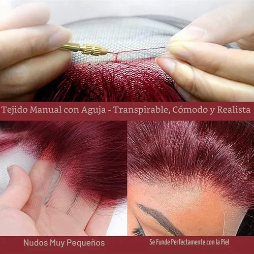 Vista 6 de Nsvnsv Peluca de cabello humano burdeos 99j borgoña de 13 x 6 pulgadas, pelucas de encaje frontal transparente HD de cabello humano prearrancado 99J
