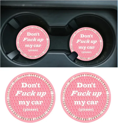 Vista 18 de 2 piezas posavasos brillantes para coche, 2.75 pulgadas insertos antideslizantes para portavasos, posavasos de cristal con diamantes de imitación