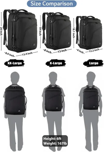 Vista 8 de MATEIN - Mochila de viaje extragrande de 10.56 galones, mochila de viaje ampliable apta para aerolíneas, para viajeros de fin de semana, hombres