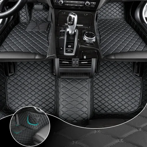 Vista 9 de Alfombrillas personalizadas para Toyota 4Runner 1988-2023, de cuero de lujo, impermeables, antideslizantes, cobertura completa, revestimientos Beige
