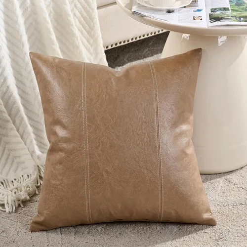 Vista 11 de Fancy Homi - Paquete de 2 fundas de almohada decorativas negras estilo boho de cuero sintético de 16 x 16 pulgadas para sala de estar, sofá, cama