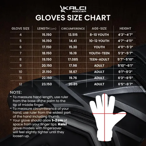 Vista 7 de Kalci Guantes de portero de fútbol con acolchado de espuma de látex para niños/adultos, protección de dedos transpirables, guantes de portero