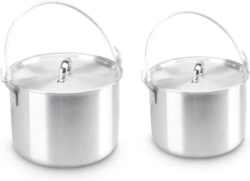Vista 10 de AceCamp Juego de ollas de cocina ligeras de aluminio anidadas con tapa y mango plegable - 4L, 8L, 12L