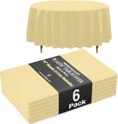 Vista 39 de Exquisite 66% Thicker Premium Aqua Round Tablecloth 0.5 Mil 6 Pack Plastic Table Cloth Disposable 84 Inch Round Plastic Tablecloth Won't Tear Easily