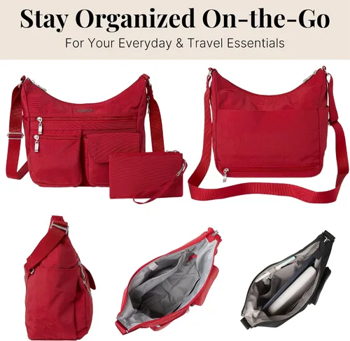 Vista 104 de Baggallini womens Everywhere Bagg Crossbody Women 11x9 Lightweight Nylon Hobo Water-resistant Travel Bag W/Rfid