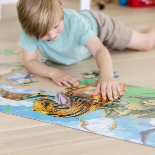 Vista 8 de Melissa & Doug Land of Dinosaurs - Rompecabezas, diseño de dinosaurios, (48 piezas, 4 pies de largo)
