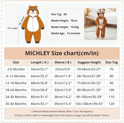 Vista 2 de MICHLEY Disfraz unisex de animal para bebé overol con capucha para invierno otoño Halloween cosplay Pato