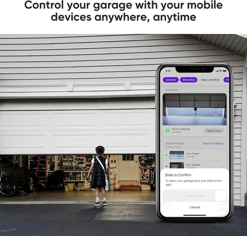 Vista 2 de OCCHI Abridor inteligente de puerta de garaje con cámara, control inteligente de garaje, compatible con Seguridad+ 2.0, detecta el estado