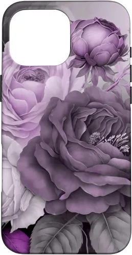 Vista 19 de Purple Watercolor Rose Flower Bouquet on Gray Case for iPhone 17