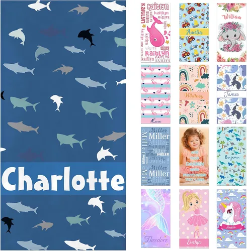 Vista 38 de Toallas de playa personalizadas para adultos y niños con nombres, toallas de playa personalizadas para hombres y mujeres, toalla de baño