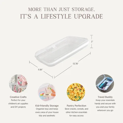 Vista 6 de Maple & Lark Bliss Bins - Estuche rígido transparente con cremallera para almacenamiento - Estuche de lápices de plástico transparente de grado