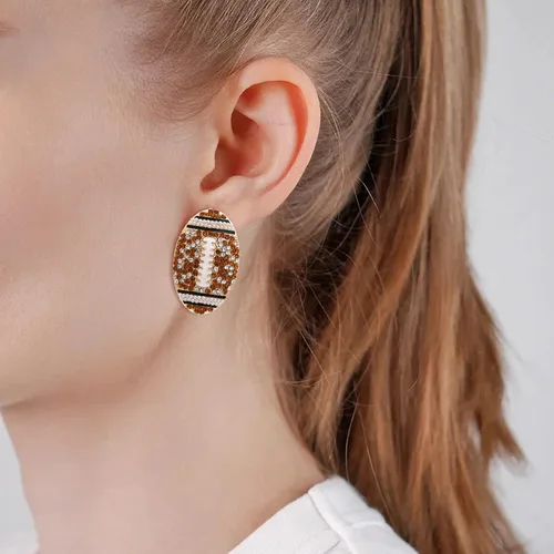Vista 2 de Aretes de béisbol para mujer, aretes colgantes de béisbol con circonita cúbica, para fútbol, sóftbol, deportes, accesorios de béisbol, aretes