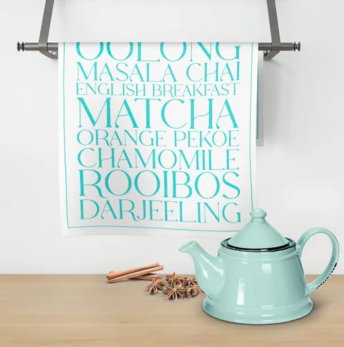 Vista 3 de Abbott Collection - Tetera de cerámica con aspecto esmaltado, color verde menta, 32 onzas (9 pulgadas de largo)