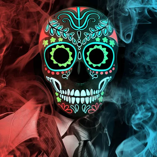 Vista 9 de Meetory Máscara LED de Halloween del Día de los Muertos con diadema