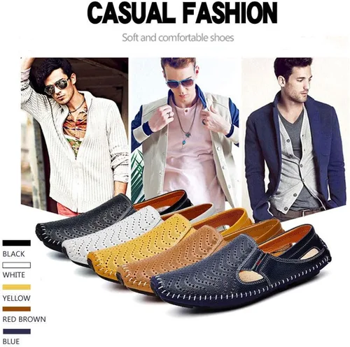 Vista 2 de Noblespirit Zapatos de conducción de cuero para hombre, zapatos casuales sin cordones para hombre en verano, Azul 2
