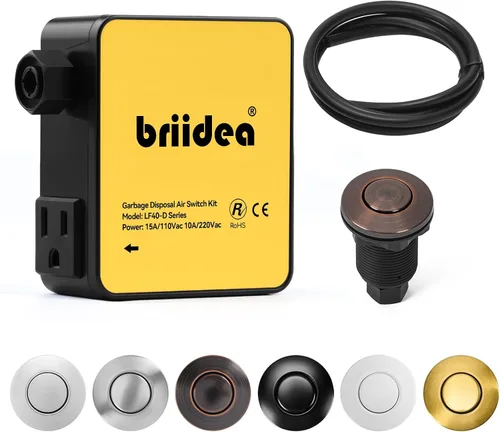 Vista 27 de Kit de interruptor de aire para eliminación de basura, desagüe de fregadero, eliminación de residuos largo, botón de aire de encendido/apagado