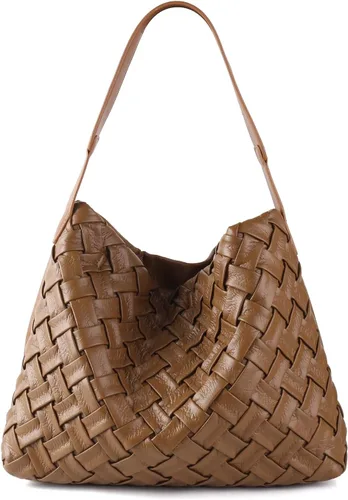 Vista 8 de Bolso Boston para mujer, bolso tejido de cuero vegano, bolso de mensajero para mujer, bolso cruzado de hombro de moda, casual hobo