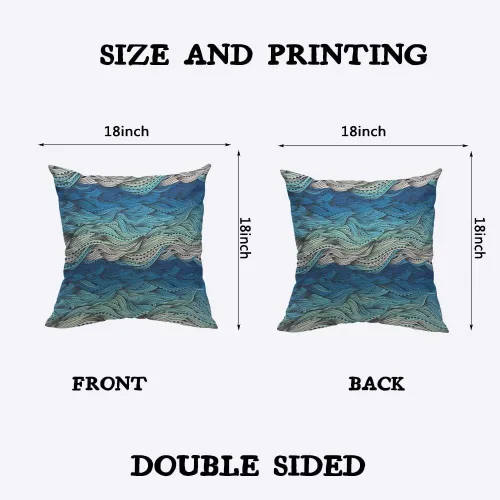 Vista 2 de TKS MITLAN Fundas de almohada abstractas con ondas 18 x 18 pulgadas, fundas de almohada decorativas con gradiente azul de agua de mar, ondas