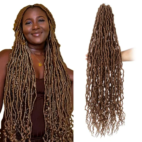 Vista 15 de BOHOBABE Rastas Sintéticas de Ganchillo de 10 Pulgadas, Rastas de Ganchillo Suaves Boho con Puntas Rizadas, Rastas Cortas de Diosa Bohemia de 1#