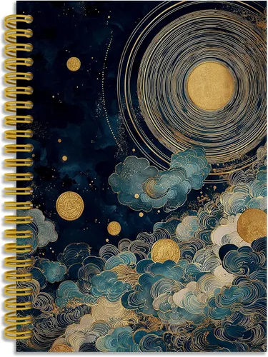 Vista 32 de Dark Witchy Moon Stars Notebook Journal, Celestial Astrology Witchy Gifts for Women Journal, Crescent Moon Face Starry Forest Spiral Notebook