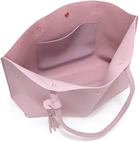 Vista 5 de Dreubea - Bolsa de piel sintética suave con borlas, de gran capacidad, para mujer